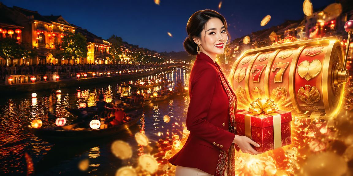 Không khí lễ hội Hội An kết hợp trải nghiệm slot game trực tuyến trên điện thoại – cảnh đêm đèn lồng
